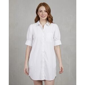 Old Navy White Puff-Sleeve Cotton-Poplin Oversize Shirt Dress Size L